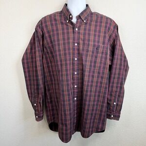 Polo Ralph Lauren Big Shirt Men's L Red Tartan Plaid Button Down Vintage Cotton